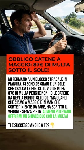 OBBLIGO CATENE A MAGGIO: 87€ DI MULTA SOTTO IL SOLE!