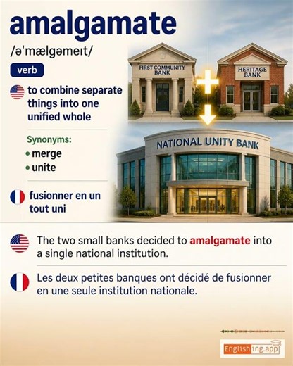 Amalgamate: English vocabulary meaning and example
