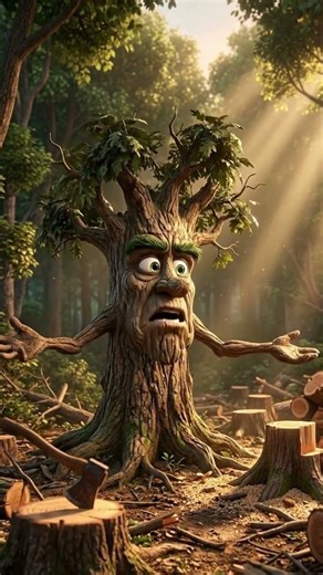 The Tree Finally Speaks… ‘Stop Cutting Me!’ 🌳#shorts #ai