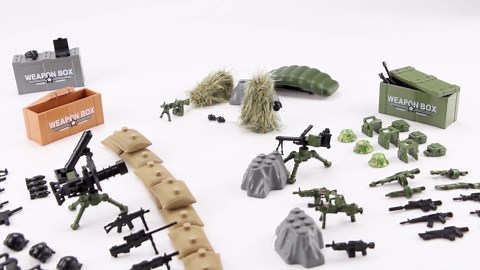 Military Weapons Building Blocks Set, Jungle Camo Army Soldier 200+ PCS Accessories, WW2 SWAT Tactical Gear Kit, Compatible with Major Blocks, Gift for Kids 4+
