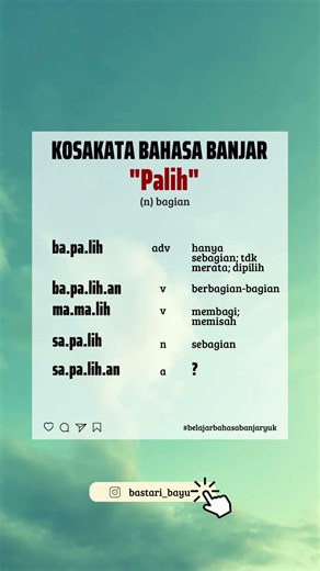Kosakata Bahasa Banjar “PALIH” #bahasabanjar #belajarbahasabanjar