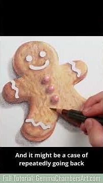 Drawing a Gingerbread Man with Coloured Pencils - Part 2 #drawing #colorpencil #christmasdrawing