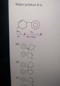 Major product B is(A)CC1C=CC(C2(c3ccccc3)CC(C)C=CC2(c2ccccc2)... | Filo