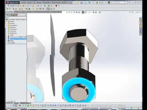 Ensamble tuerca y tornillo en solidworks