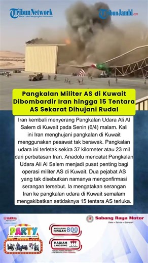 Pangkalan Militer AS di Kuwait Dibombardir Iran hingga 15 Tentara AS Sekarat Dihujani Rudal