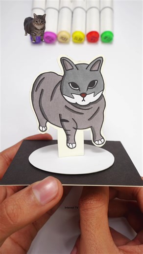 Spinning Cat DIY Paper Craft Funny Toy