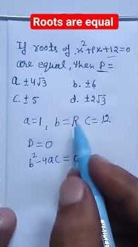 choose the correct option 10th class maths chapter 4 quadratic equation #roots #mathsschool #maths