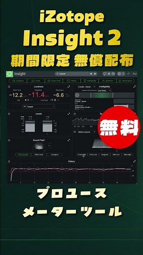 【期間限定無料】iZotope「Insight 2(¥33,900相当)」無償配布！ミックス全体のラウドネスとスペクトルを一括管理できるメーターツール
