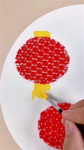 Make a beautiful big red lantern using leftover bubble wrap #creative #NewYearCrafts #DIYCrafts