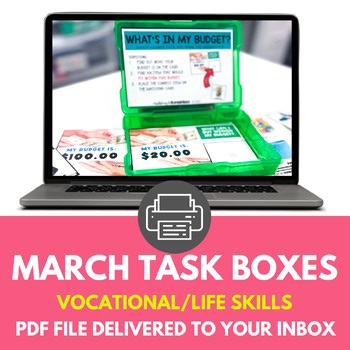 March Task Boxes Life Skills | Independent Work Systems | Task Box Activities