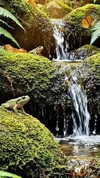 Peaceful Forest Waterfall with Frogs 🐸💧 | Relaxing Nature Sounds for Sleep & Meditation