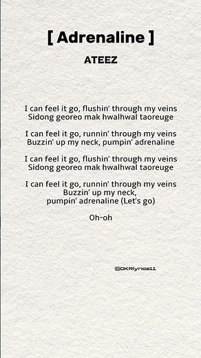 ATEEZ | ADRENALINE (lyrics) #ateez #adrenaline #goldenhour #kpop #fyp