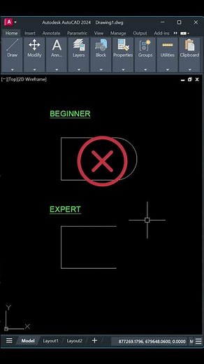 AutoCAD Fillet | Beginner vs Expert Technique #shorts