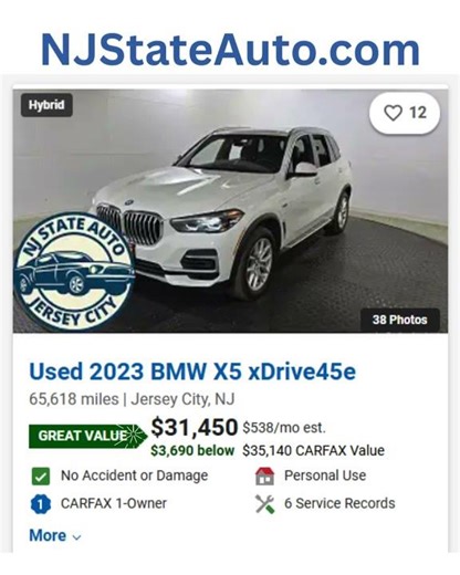 2023 BMW X5 - Carfax 1-owner - xDrive45e - NJ State Auto (Jersey City)