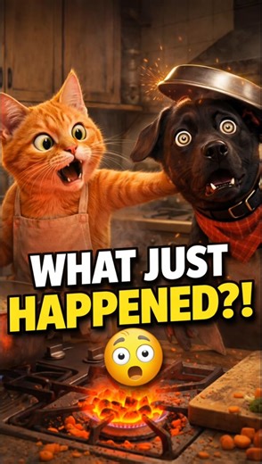 When a Dog Tries Cooking With an Angry Cat 😳 #funnycats #catanddog #funnycooking #usashorts