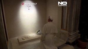 Pope Leo XIV prays at Pope Francis’s tomb in Rome