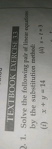 TEXTBOOK EXERCISE 3.32. 1. Solve the following pair of linear ... | Filo
