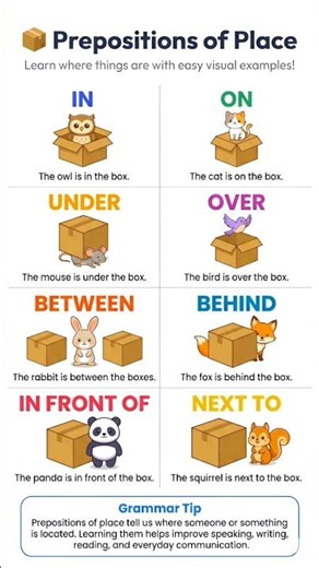 Prepositions of Place 🦉🐱 || preposition of place sentences #vocabulary #spokenenglish #shorts #viral