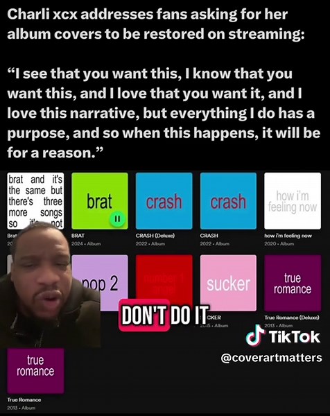 Cover Art Matt (@coverartmatters) - Music Artists gotta stop doing this trend if it’s not creative. Lil Uzi Vert’s original album covers are finally returning to streaming services after months of displaying ‘Eternal Atake 2’ logo. #applemusic #spotify #coverart #kesha #bratsummer