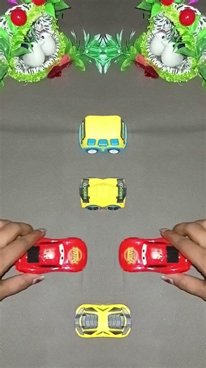 Red mc queen cars and mini bus wow 👌