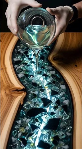Ice Glass Resin Table 🧊✨ | Satisfying Epoxy Transformation #Shorts.#video.#viral short #craft #diy