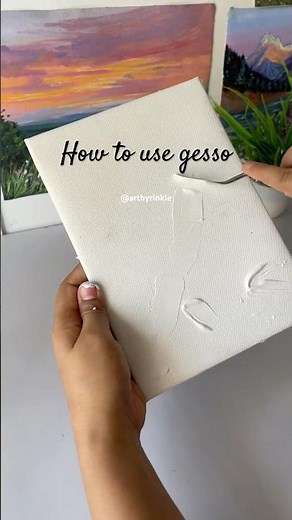How to use gesso on canvas #canvas #gesso #priming #canvaspainting #artshorts #arttips #arttrend