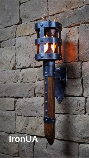 Viking Wall Torch Light for Stone Walls | Rustic Electric Decor