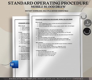 Standard Operating Procedure for Mobile Blood Draw, Healthcare Protocols, Safety and Compliance Guide - Etsy