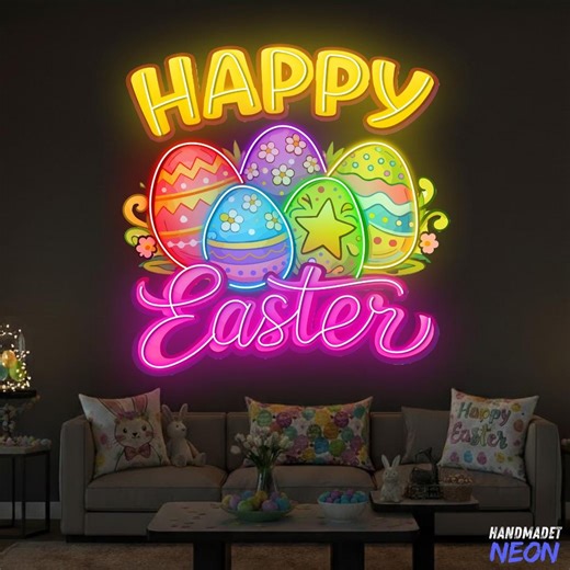 Happy Easter Neon Sign for Holiday Decor, Easter Eggs Led Light, Custom Neon Sign, Christian Home Decor for Easter Day - Etsy
