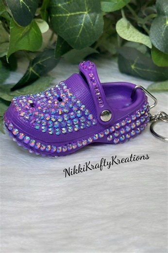 Handmade Bling Mini Croc Keychain | Rhinestone Shoe Charm - Etsy