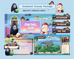 Spirited Away Twitch Overlay Package: Animated Kawaii Stream Assets (digital Download - Etsy