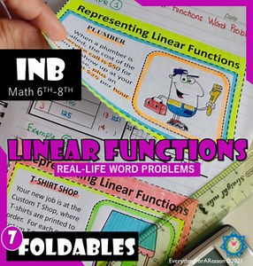 Linear Functions Word Problems - 7 Foldables PDF   EASEL