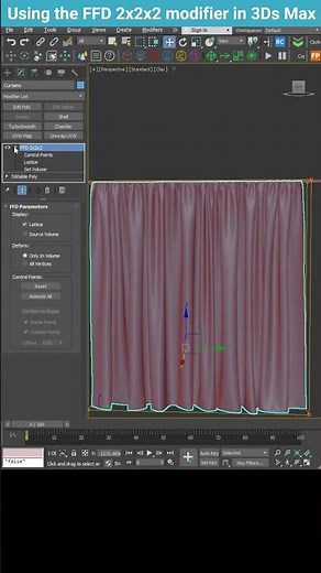 Quick Curtain Folding with FFD Modifier in 3ds Max #shorts #3dsmax #ffd