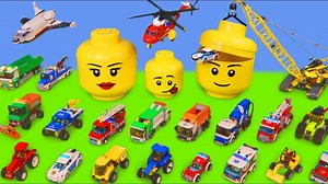 54K views · 1.1K reactions | Fire Truck, Tractor, Crane, Train, Garbage Trucks, Cars & Excavator LEGO Toy Vehicles for Kids | Sugarinobearus | Facebook