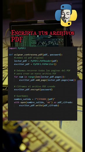 Cifra archivos PDF con python. #programacion #python #aprendeprogramación | Pildoras de programación