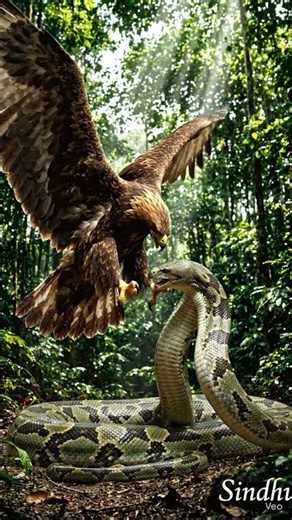 Eagle vs Giant Python – Ultimate Jungle Battle#EagleVsPython #WildlifeArt #AIArt