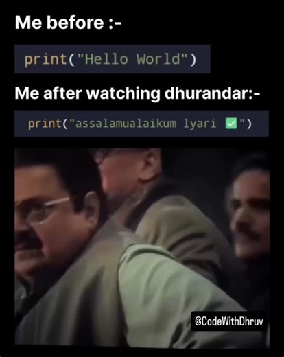 Dhruv Arne on Instagram: "Hello World ❌ Asalamualaikum lyari ✅ . . . . . . . . . . . . . . . . . .#python #programming #coding #java #javascript snake programmer developer html computerscience reptile technology snakes reptiles ballpython pythonprogramming coder datascience snakesofinstagram css linux code machinelearning reptilesofinstagram software webdevelopment php webdeveloper tech pythons . ."