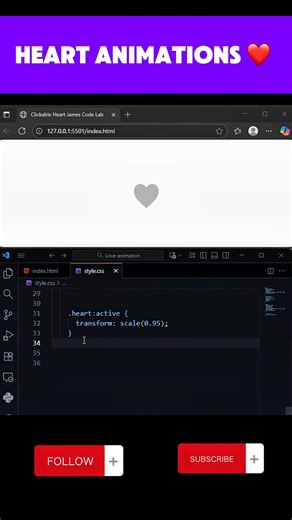 6.9K views · 128 reactions | Building a clickable Css heart Animation❤️ Html/Css | James Code Lab | Facebook