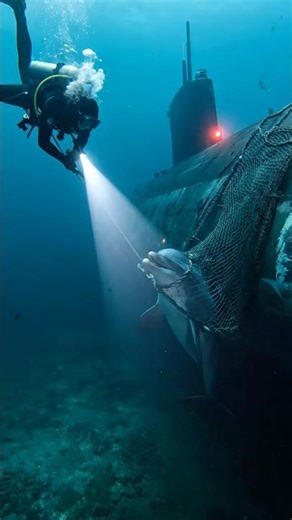 A Diver Rescues a Trapped Dolphin — What Happened Next Was Incredible #wildlife #shark