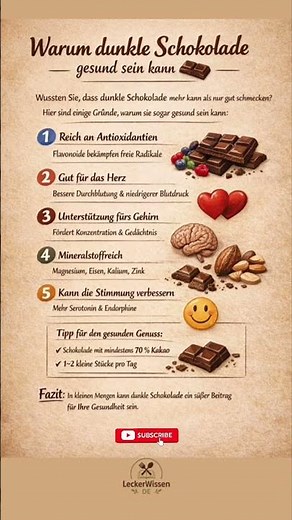 Dunkle Schokolade: 5 überraschende Gesundheitsvorteile 🍫 | Wie gesund ist sie wirklich?