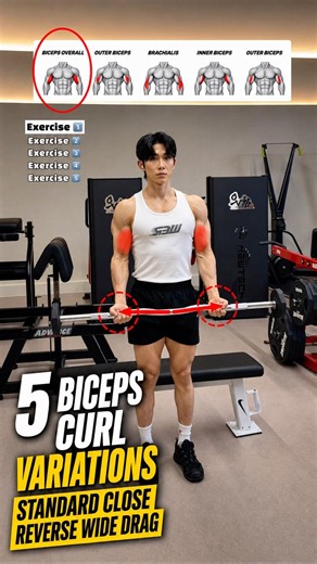 🔸5 Biceps Curl Variations by Grip Guide🔥 #gymtips #fitnessshorts #ytshorts #armsworkout #biceps