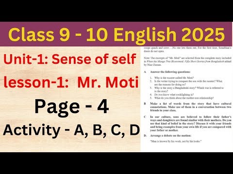Class 9-10 English: Unit 1, Page 4 | Activities A-D Explained | Sense of Self - Mr. Moti (Lesson 1)