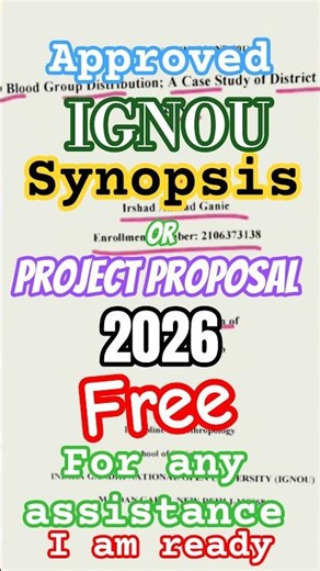 Synopsis or Project Proposal/IGNOU 2026 Free #synopsis #project #ignou #dissertationtips #howto#help