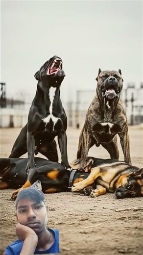 2 pitbulls vs 2 dogs fighting #pitbull #animals