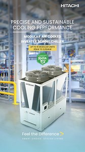 Upholding commitments with upgraded cooling 🌍 Hitachi’s Modular Scroll Chiller offers optimized cooling performance while conserving energy, reducing emissions, and protecting the environment. #HitachiAC #HitachiPhilippines #FeelTheDifference | Hitachi Cooling & Heating Philippines