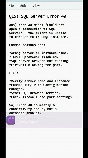 Q - 15 | Sql Server Error 40 🔥| DBA Interview Questions - 15 |