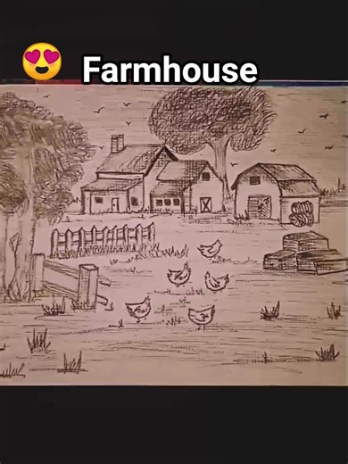Easy old Farmhouse drawing #drawing #shorts