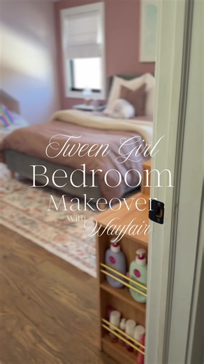 Christen Mencaccini | DESIGN + DIY on Instagram: "Tween Girl Bedroom Makeover is Complete 🤍💕 #ad Fluted furniture is my favorite right now and this makeup vanity is a moment ✨ it fits so much and feels so grown up. A beautiful dresser with a matching nightstand that even includes a charging station (obsessed). And this rug should be in every girl’s room, it’s absolutely stunning. Consider this your sign for a bedroom glow-up with Wayfair’s Presidents’ Clearance 💫 DL: https://creatorsold.io/wa