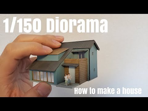【Diorama】【DIY】How to make a N scale house. 【ジオラマ】Nゲージ用の建物の作り方　自作フルスクラッチ