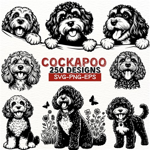 Cockapoo Dog SVG Bundle, 250 Cockapoo PNG Clipart, Cute Cockapoo Vector Files, Dog Lover Silhouette, Cricut Sublimation, Pet Design EPS - Etsy UK